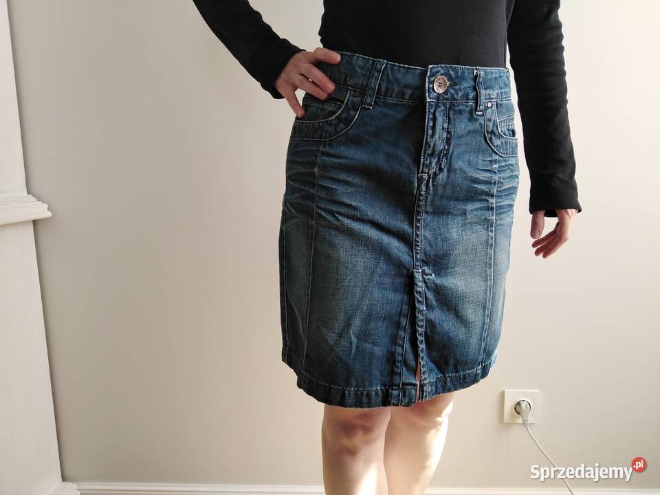 Dżinsowa spódnica z rozcięciem i marszczeniem Warszawa sprzedam