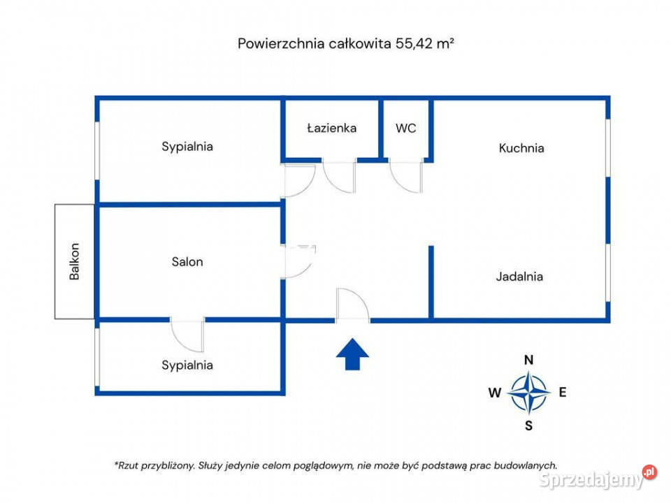 Mieszkanie na 1 piętrze al Piłsudskiego 55m2 Chełm