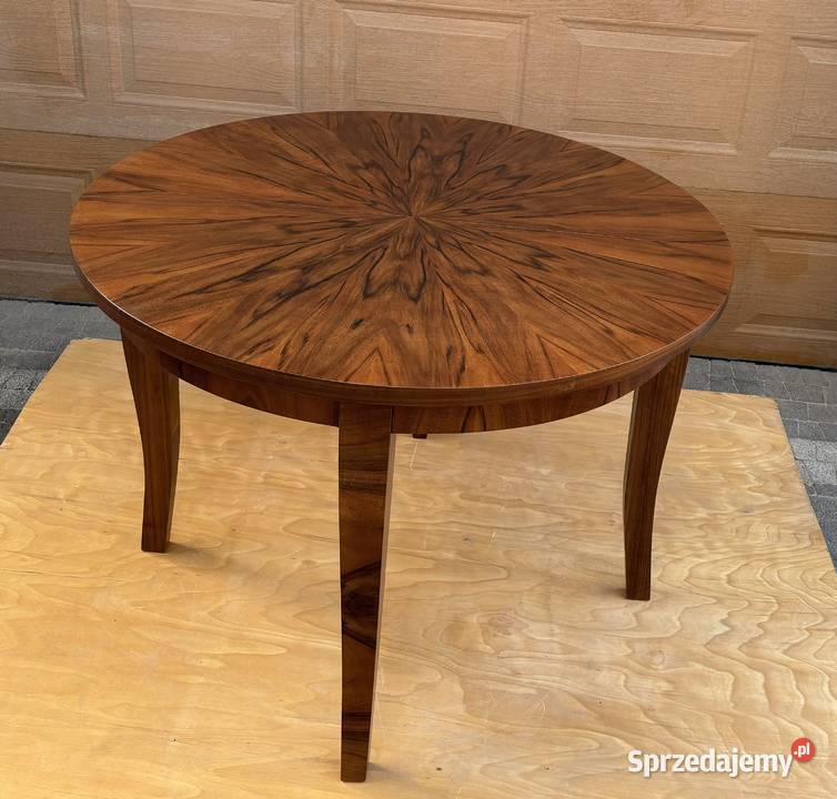 Stół Okrągły Orzech 118 ARTDECO Rozkładany Antyk Warszawa