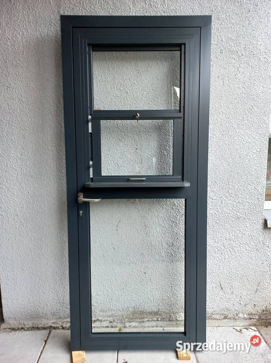 Drzwi aluminiowe z oknem do sklepu kuchni baru Świecko