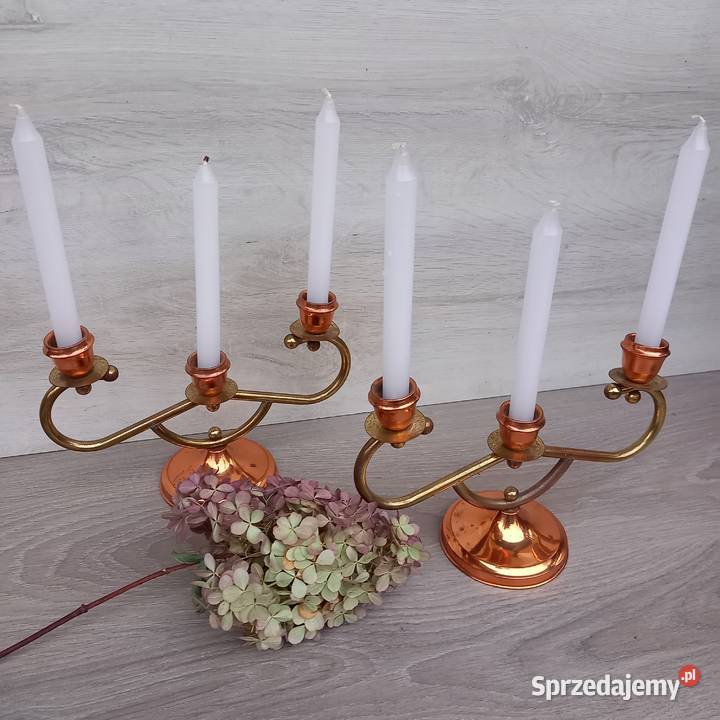 Miedziany świecznik trójramienny sprzedam