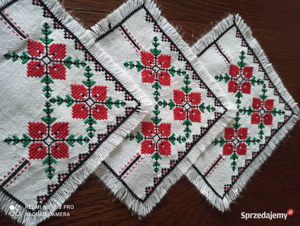 Serwetki wyszywane ręcznie 3 podlaskie Białystok sprzedam