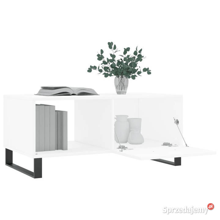 Stolik kawowy biały 90x50x40 materiał