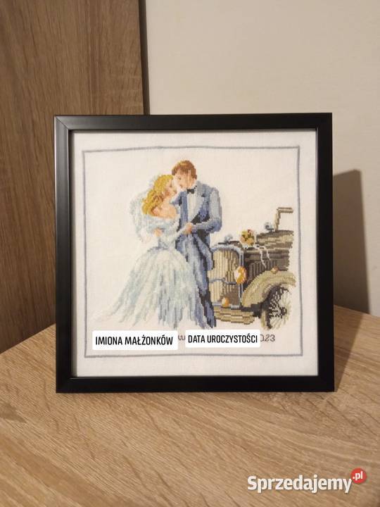 Ślub pamiątka ślubna haft krzyżykowy rękodzieło Olsztyn