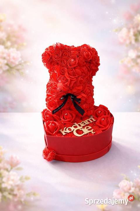Miś z róż w boksie sercu czerwony Rybnik