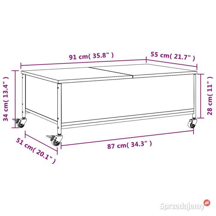 vidaXL Stolik kawowy na kółkach szary dąb sonoma mazowieckie Warszawa