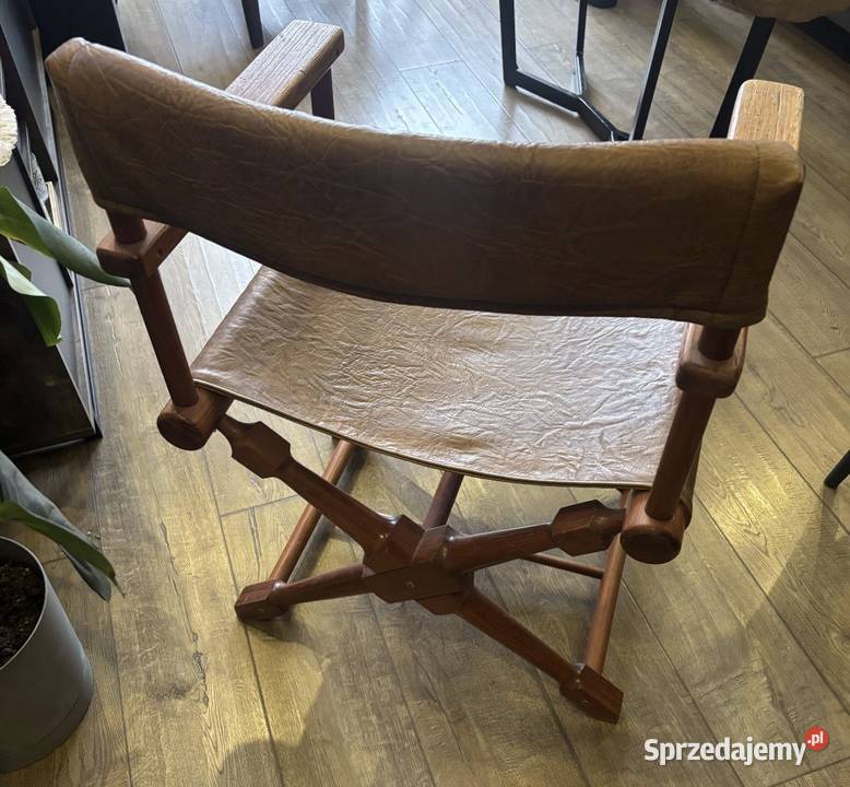 Krzesła safari z litego drewna i skóry 2 kujawsko-pomorskie Inowrocław sprzedam