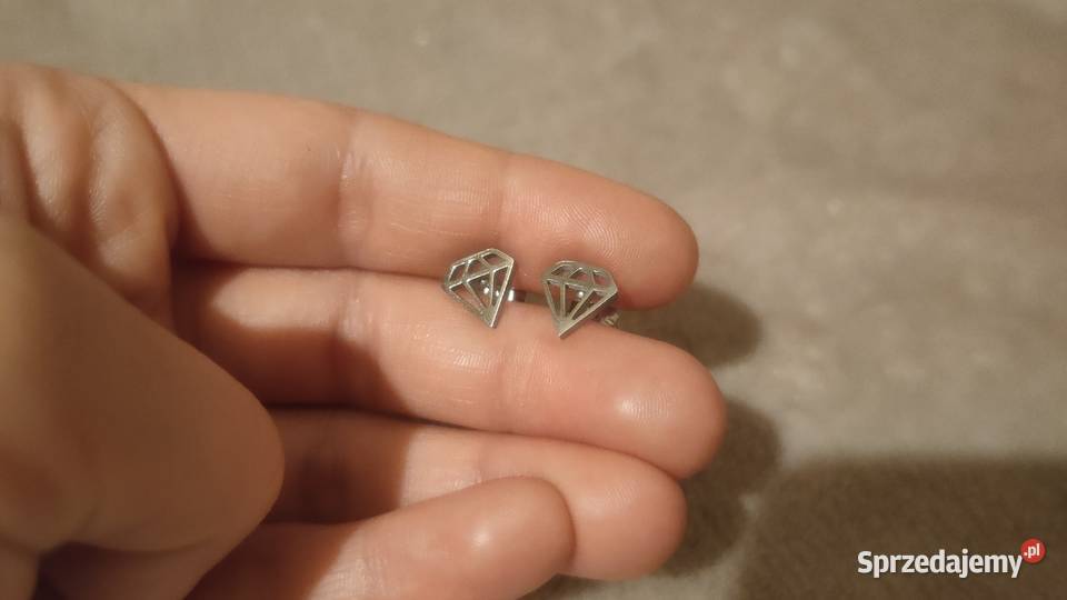 Kolczyki wkrętki diamenty diamenciki diament Tarnowskie Góry