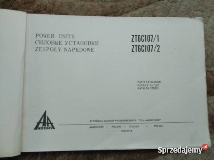 Katalog części silnika ZT6C1072 1978 Książki i Podręczniki lubelskie Lublin