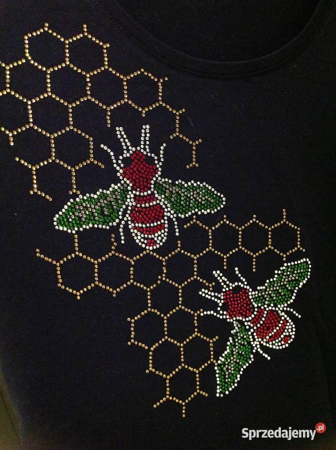 Piękna Bluzka Damska M Mucha Cyrkonie Granatowa Nowa Sól