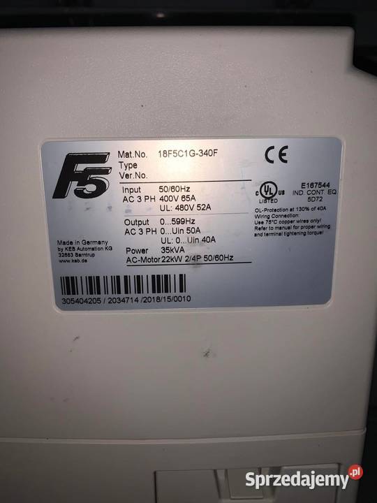 KEB 18F5C1G340F Inverter 22kW mazowieckie Warszawa