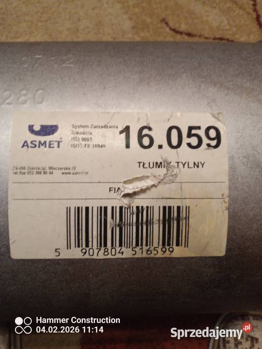ASMET 16059 Tłumik końcowy Fiat 500 500C Panda śląskie Aleksandria