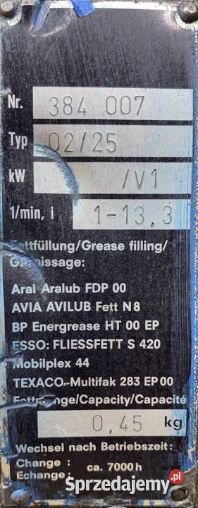 motoreduktor przekładnia 055kW 20321obr 3f HAM