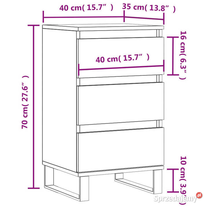 Komoda biała 40x35x70 materiał drewnopochodny Komody