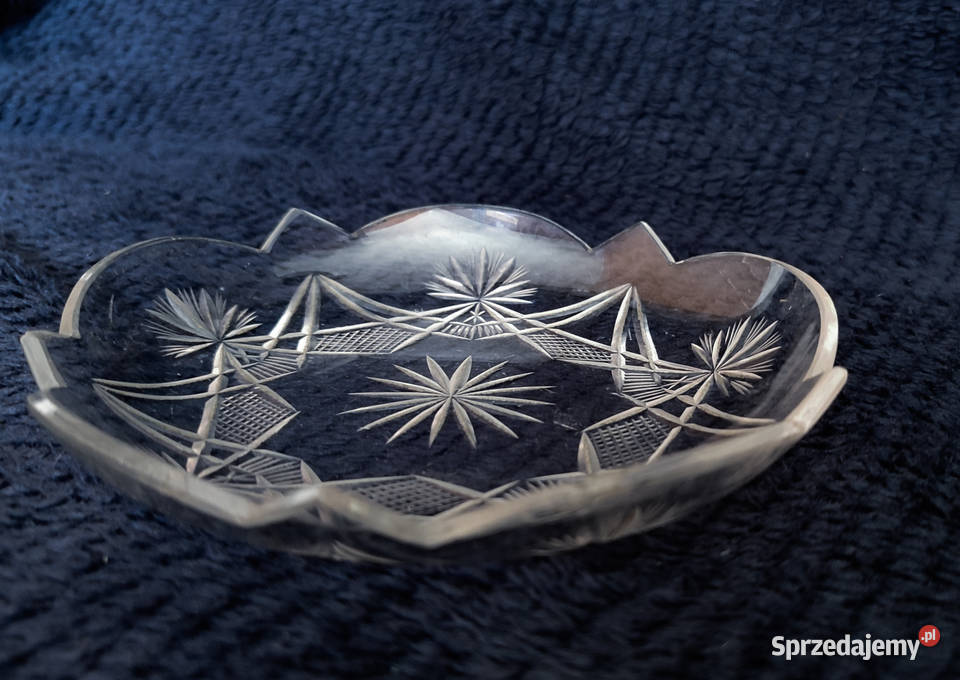 talerzyk deserowy ze szlifem prl szkło Gdańsk