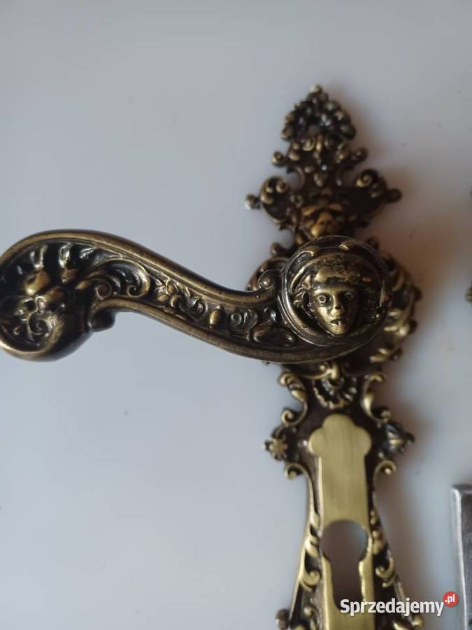 Komplet pałacowych klamek i szyldów Mosiądz Poznań