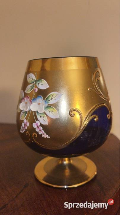 Kieliszek Bohemia Kobaltowe szkło Ręcznie pomorskie Gdańsk