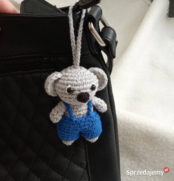Miś koala wykonany na szydełku brelok zawieszka Łask