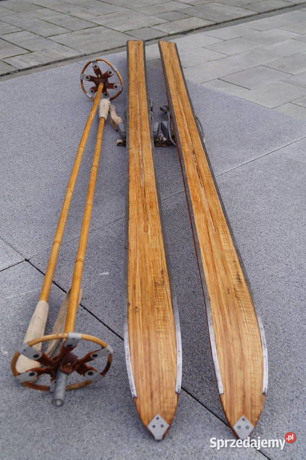 Stare narty drewniane 180 kijki Pruchnik