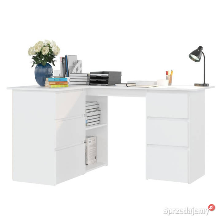 Biurko narożne białe 145x100x76 materiał Warszawa