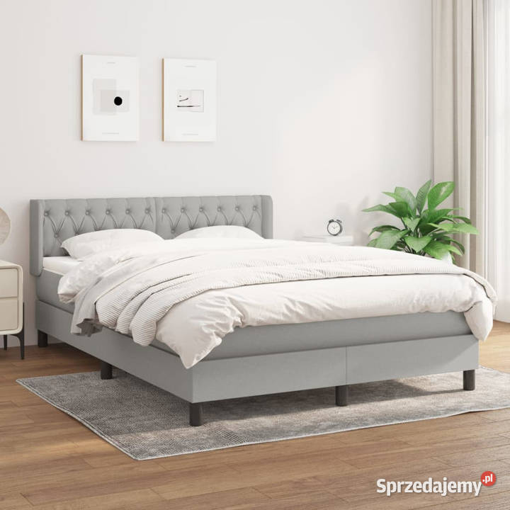 Łóżko kontynentalne z materacem jasnoszare 88cm