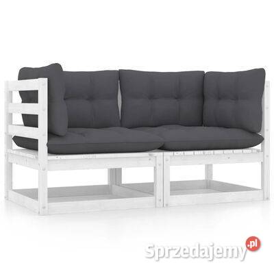 2osobowa sofa ogrodowa z poduszkami biała drewno Warszawa