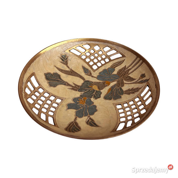 Ręcznie malowana patera mosiężna Francja lata 60 Warszawa sprzedam