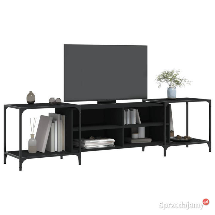Szafka pod TV czarna 203x37x50 materiał Szafki