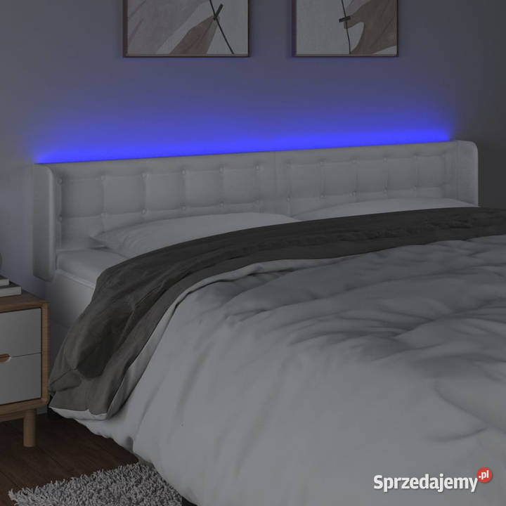 Zagłówek do łóżka z LED biały 163x16x7888 Warszawa