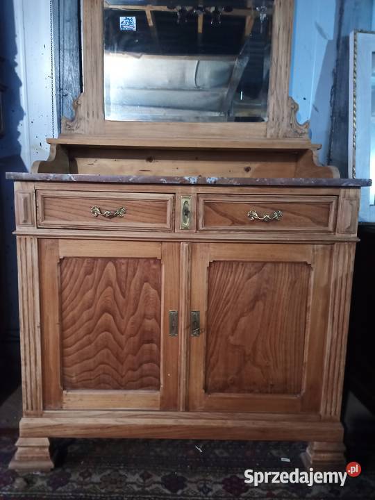 Toaletka z Lustrem Kryształowym i Marmurem Dąb Kozy