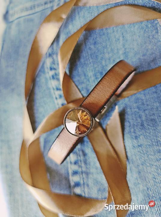 Bransoletka pasek skórka ekologiczna brąz