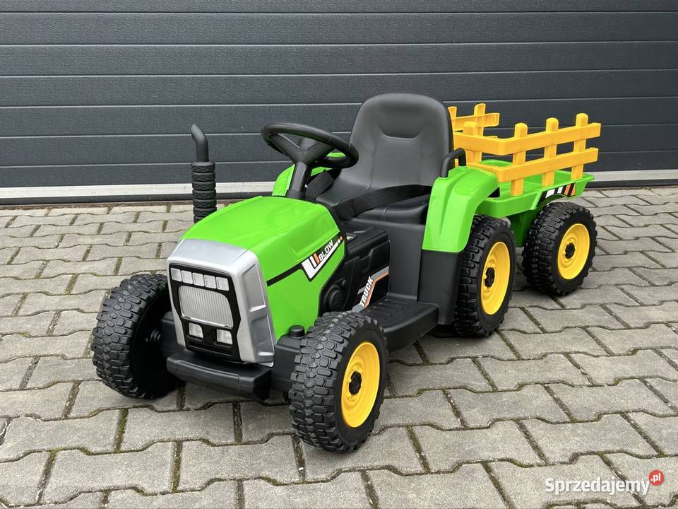 Traktor na akumulator z Przyczepką Pilot 137cm 12V Miękkie koła EVA Tablice