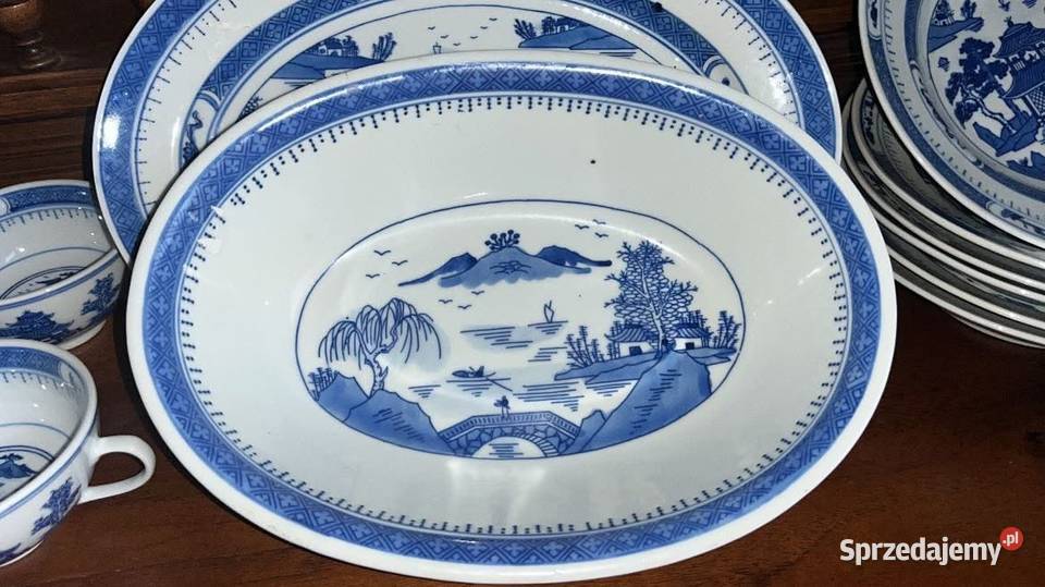 Talerz do zupy Orientalny niebieskobiały Made in Gdańsk