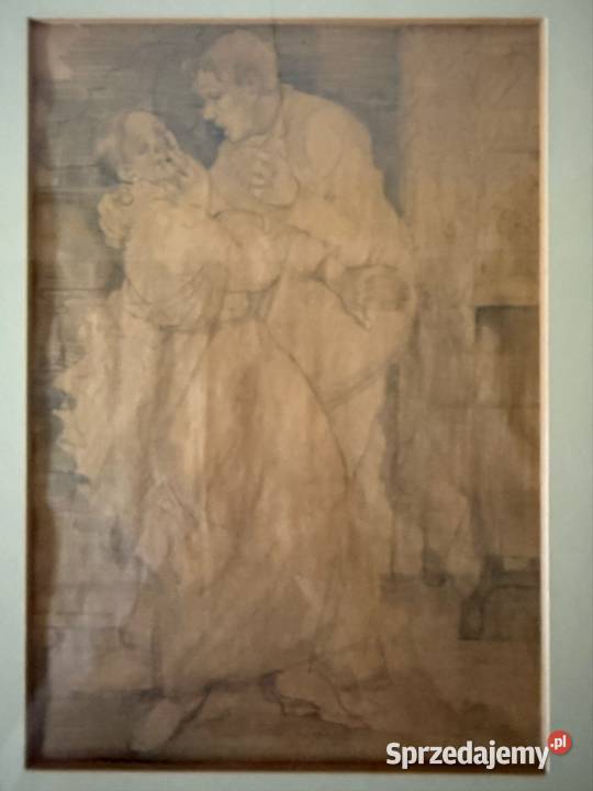 Grafika Oryginalny Rysunek Ołówkiem 1950 Alfred śląskie