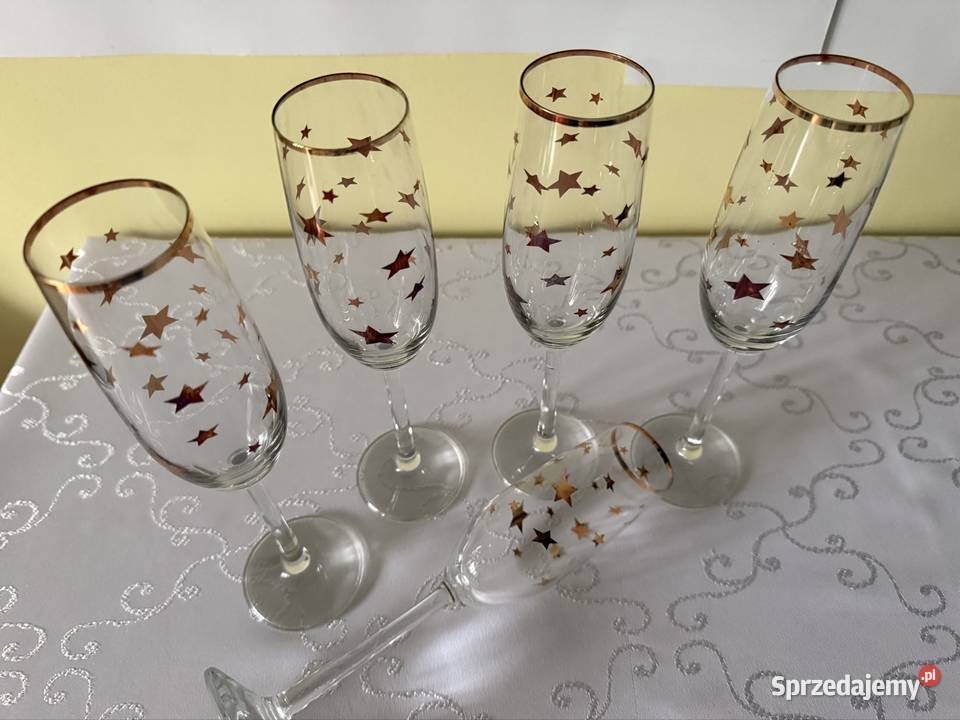 Kieliszki do Szampana 200 ml Złote Gwiazdki Kieliszki i pucharki Czerwionka-Leszczyny