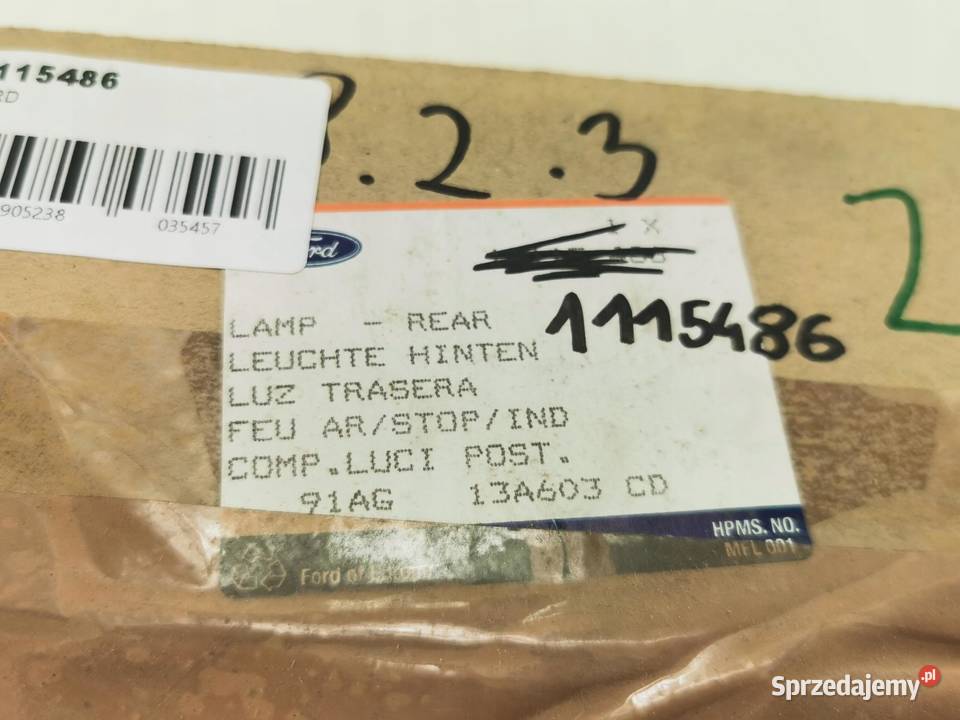 LAMPA LEWY TYŁ FORD ESCORT VI COSWORTH 1998 lubelskie