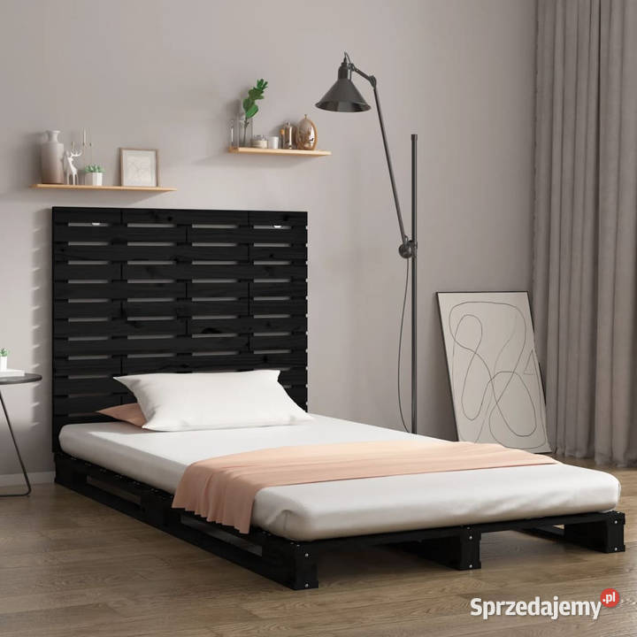 Wezgłowie łóżka czarne 126x3x915 lite drewno