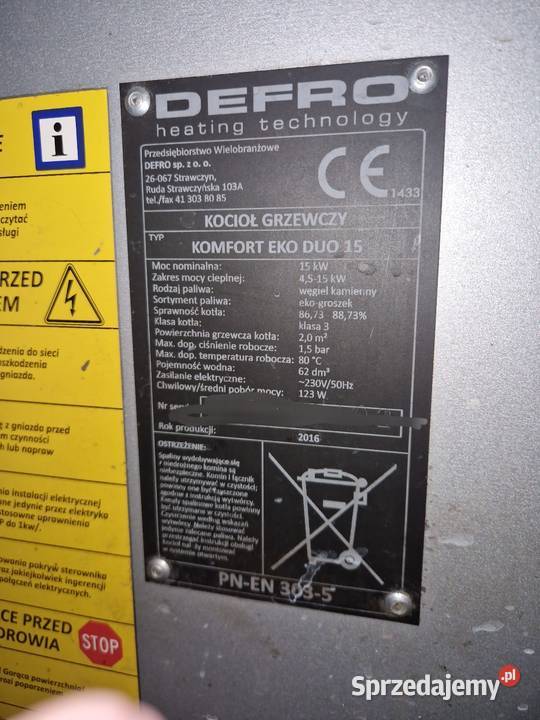 Piec kocioł defro komfort eko duo 15 kw Borzechowo