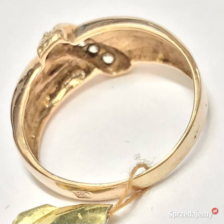 Złoty PIERŚCIONEK 585 14K żółte ZŁOTO kamienie Warszawa