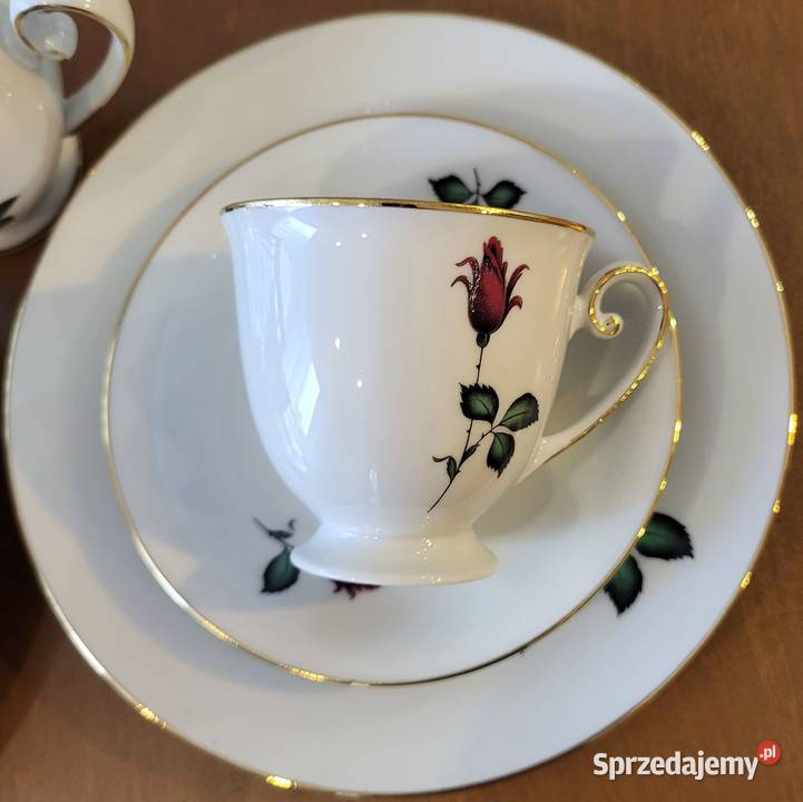 Tirschenreuth Bawaria serwis z różą 4 osób Porcelana i szkło zachodniopomorskie Szczecin