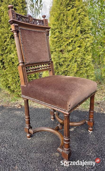 Komplet 4 orzechowych krzeseł eklektycznych 9279 zachodniopomorskie Szczecin