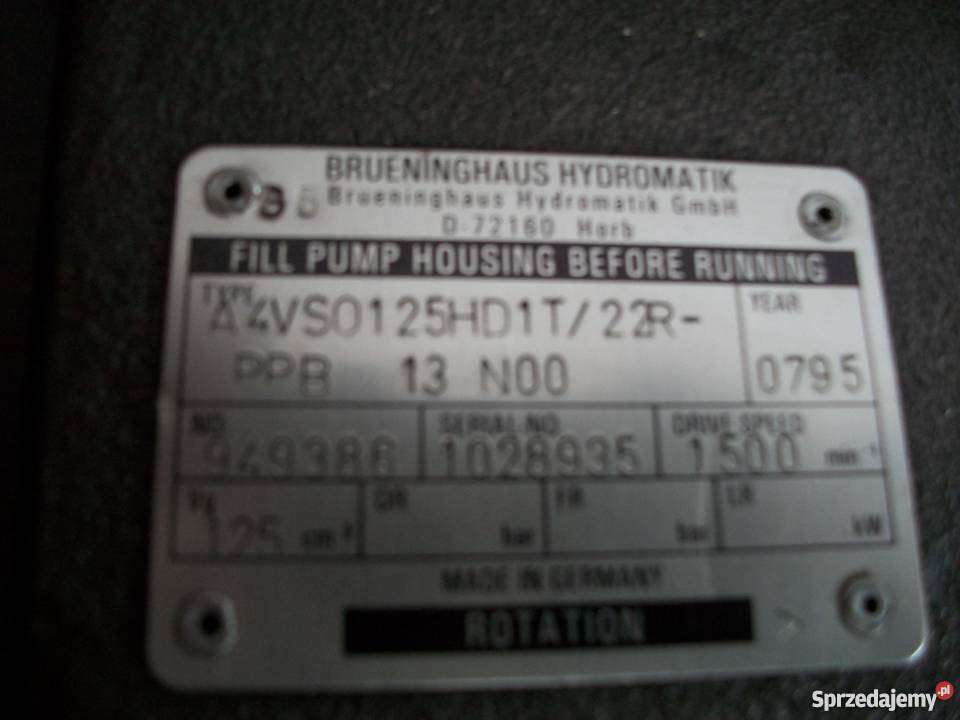 Pompa A4VSO125HD1T 22R PPB1300 Brueninghaus małopolskie Olkusz