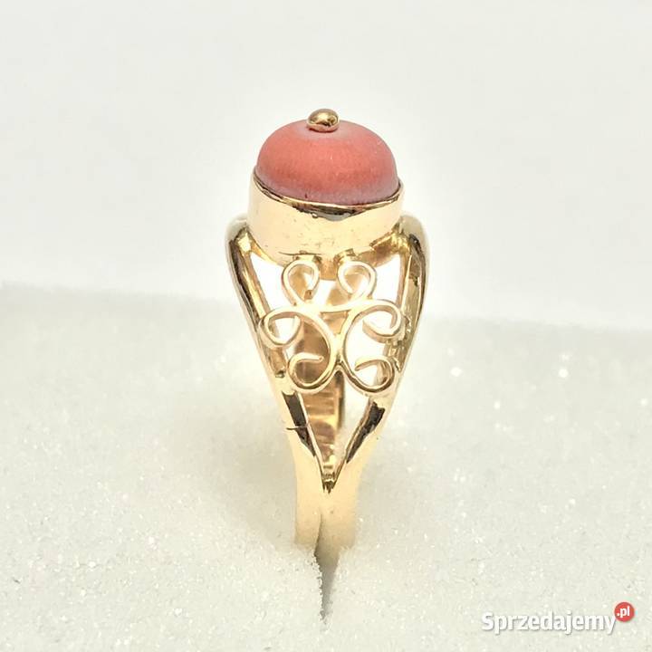 Złoty PIERŚCIONEK 14K ażurowy piękny KORAL r 15 złoto mazowieckie Warszawa