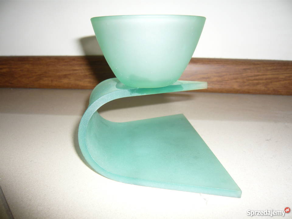 Designerski świecznik na Tea light odcienie zieleni Ceramika i szkło Chorzów