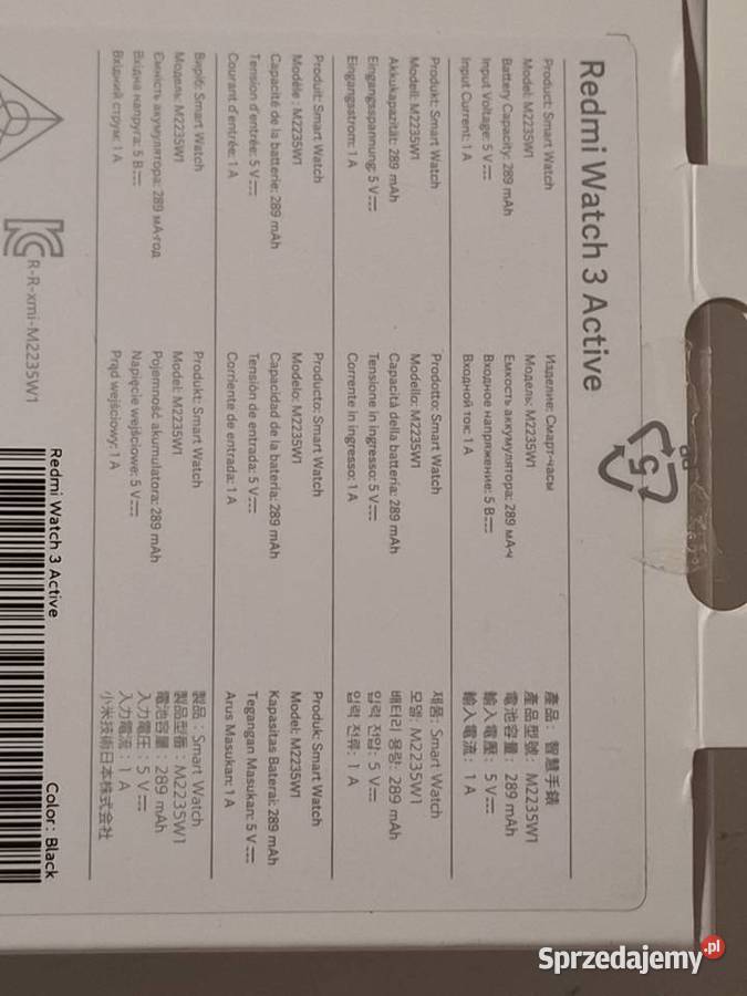 Smartwatch Xiaomi Redmi Watch 3 Active Czarny podkarpackie Wadowice Górne