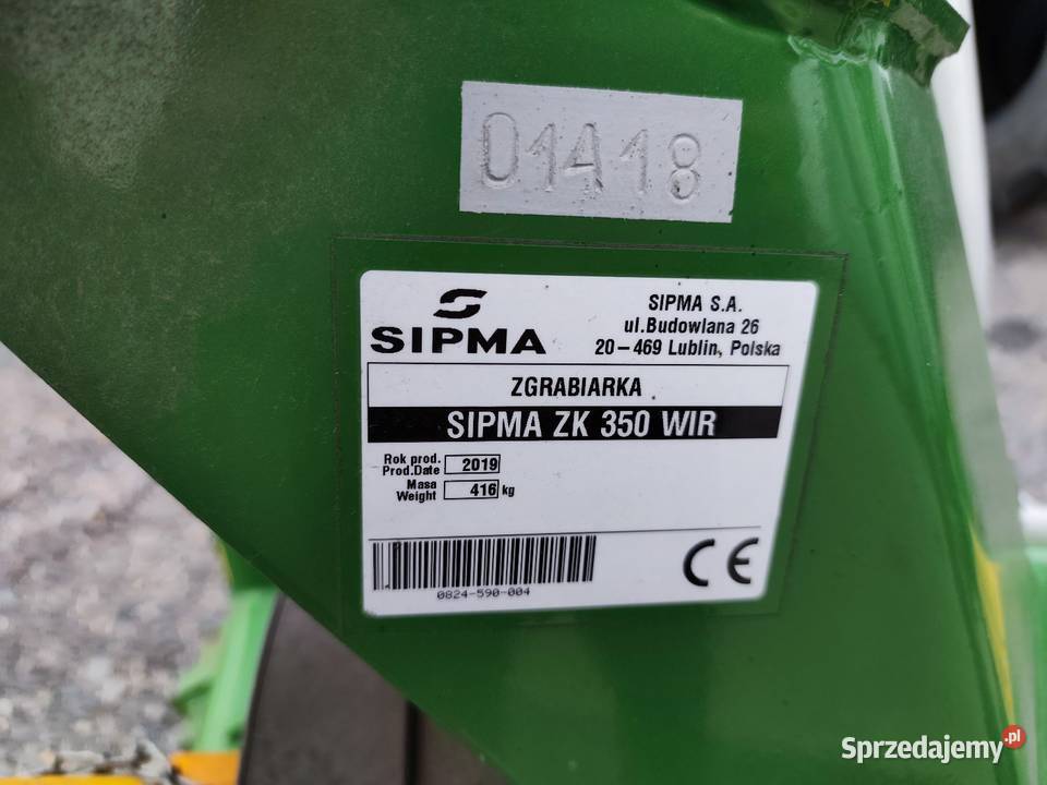 Zgrabiarka karuzelowa Sipma ZK 350 wir nowa Zgrabiarki i przetrząsacze Rolnictwo opolskie Krapkowice