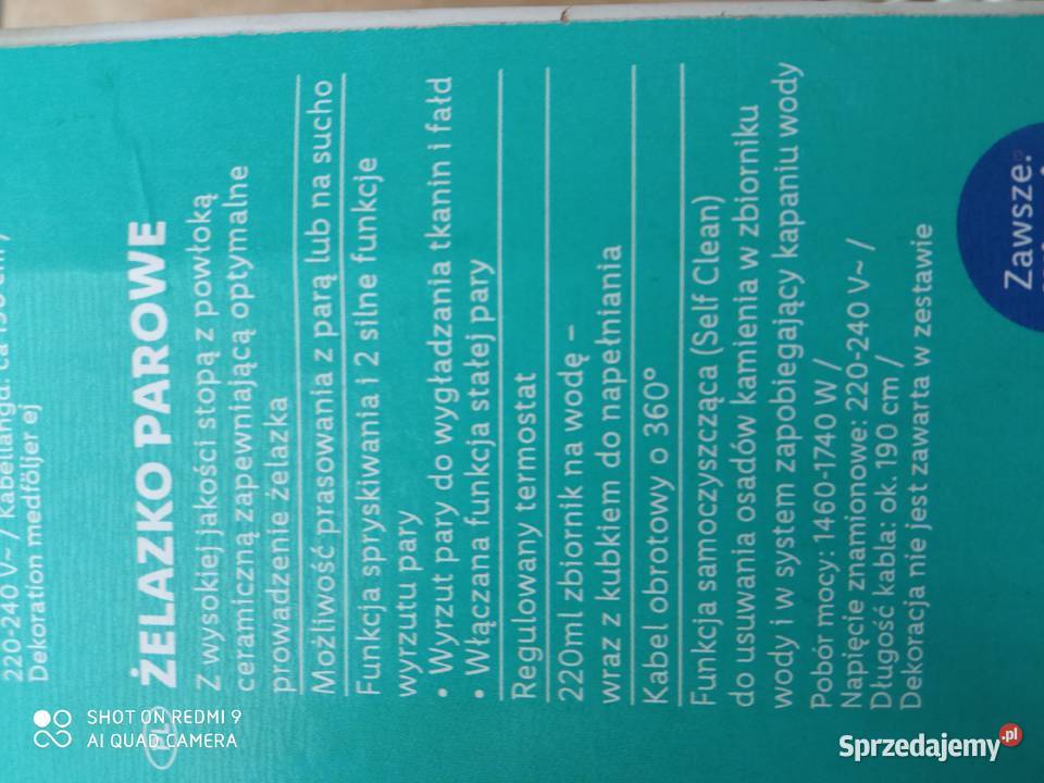 Żelazko parowe przewodowe steam iron Self Clean Warszawa