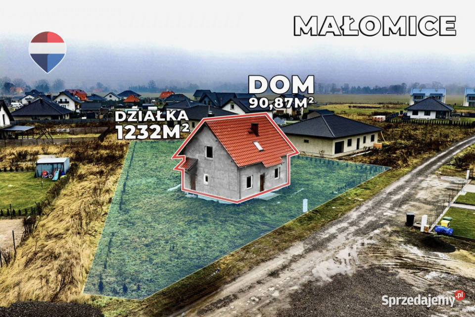 Dom wolnostojący w stanie deweloperskim Małomice