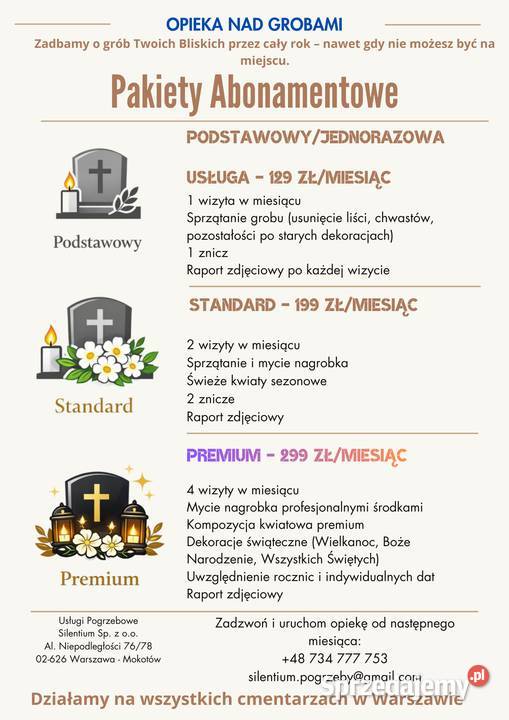 Opieka grobami Warszawa Mokotów mazowieckie