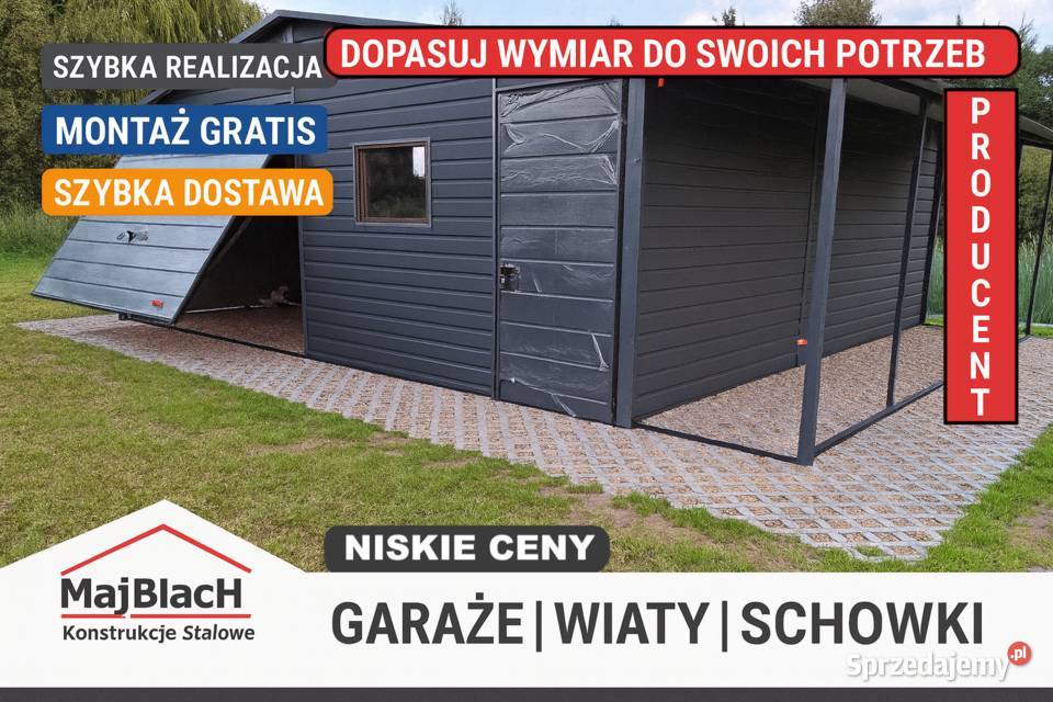 Mały Garaż Blaszany z zadaszeniem bocznym Garaże Sucha Beskidzka